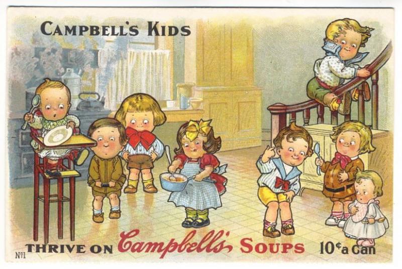 Drayton Cambell's Kids Soup Children Advertising Postcard Number 1 
