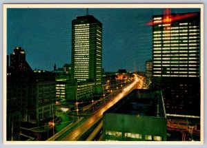 Saint Cyrille Boulevard At Night, Skyscrapers, Quebec City Canada Postcard #2