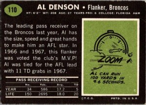 1969 Topps Football Card Al Denson Denver Broncos sk5435