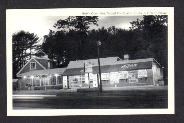 ME Bob's Clam Hut Restaurant Rt 1 Kittery Maine Postcard Ben & Jerry's Sign