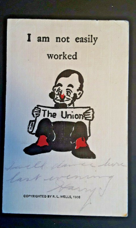 1907 Platte SD Man Not Easily Worked Reading The Union Comic Postcard Cover