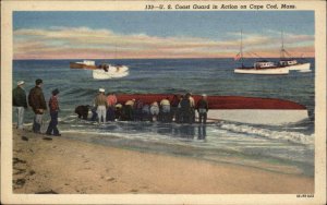 Cape Cod Massachusetts MA Boat Beach Scene Linen 1930s-50s Linen Postcard