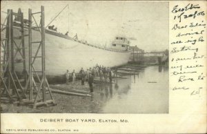 Elkton MD Deibert Boat Yard c1905 Postcard