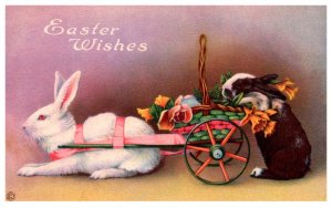 Easter   Rabbit pulling Basket Wagon , Rabbit