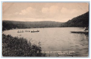 1949 The Lake At Crystal Lake Camp Canoeing Roscoe New York NY Vintage Postcard