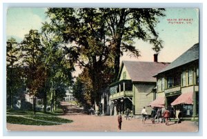 c1910 Scene of People Walking, Main Street, Putney Vermont VT Antique Postcard