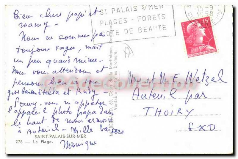 Postcard Old Saint Palais Sur Mer Beach