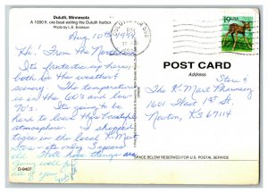 c1994 Postcard MN Duluth Minnesota Continental View Card Ore Boat In Harbor 