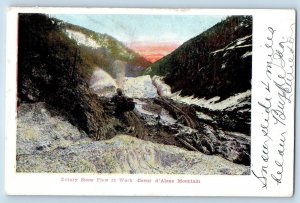 1908 Rotary Snow Plow At Work Locomotive Mountain Coeur D'Alene Idaho Postcard