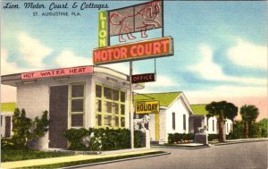 St Augustine, FL Florida  LION MOTOR COURT & COTTAGES  Roadside Motel  Postcard