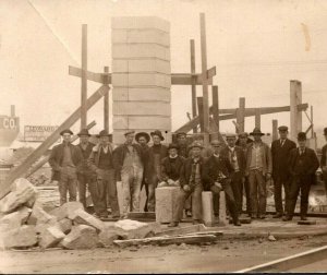 RPPC Leonard Construction crew Chicago Illinois workmen early 1900s AZO up