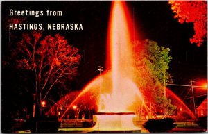 Greetings From Hastings Nebraske Showing Fisher Fountain