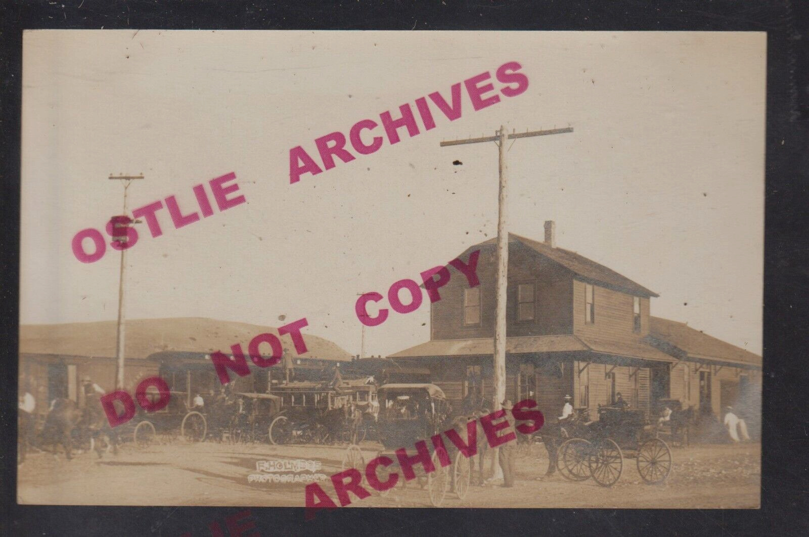 Lewistown MONTANA RPPC 1909 DEPOT Train Station RAILROAD Railway VAN