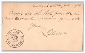 1890 L. Oliver Order Gilbert Station Iowa IA Clinton IA Antique Postcard 