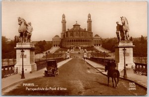 Paris - Perspective du Pont d'lena France Roadway Real Photo RPPC Postcard