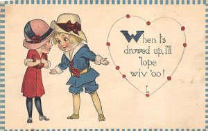 Boy and girl, Valentine D.P.O. , Discontinued Post Office 1914 