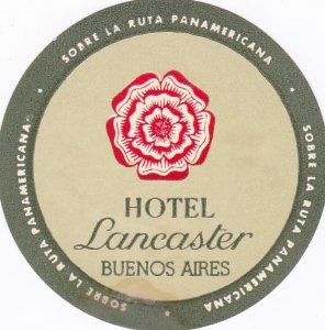 Argentina Buenos Aires Hotel Lancaster Small Vintage Luggage Label sk2497
