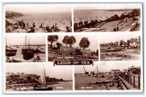 1951 Multiview Bay Beach Gardens Leigh On Sea Essex England RPPC Photo Postcard 