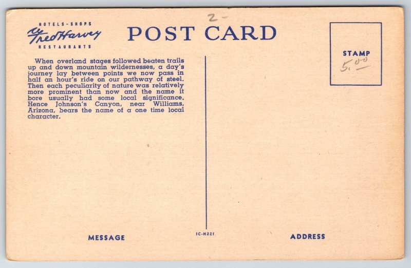 Fred Harvey~Arizona~Santa Fe Streamliner Crossing Johnsons Canyon~Vintage PC