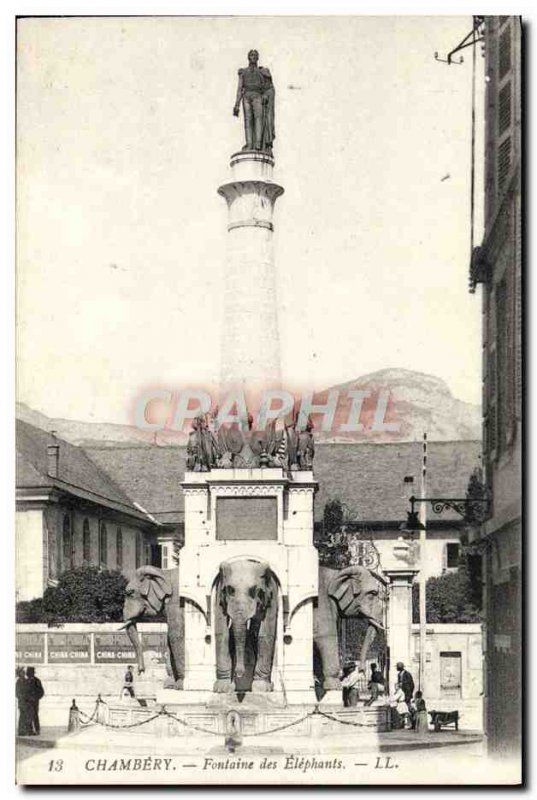 Old Postcard Chambery Elephant Fountain Etephants