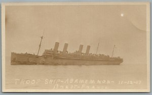 TROOP SHIP BREST FRANCE ANTIQUE REAL PHOTO POSTCARD RPPC