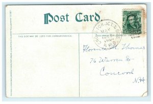 Franklin NH Postcard Library Opera House Post Office Groveton Jct Bos RPO Cancel