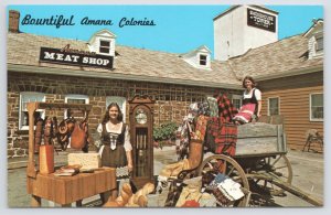 Amana IA~Amana Colonies~Girls In German Costume At Meat Shop~Cheese~Vintage PC