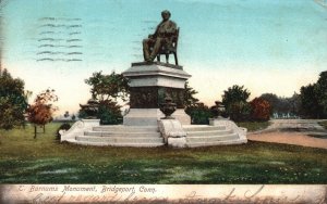 Vintage Postcard 1907 P.T. Barnums Monument Statue Bridgeport Connecticut C.T.