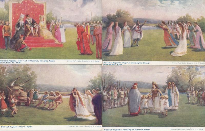 Warwick Pageant Human Sacrifice Lady Jane Grey Paganism Bears 4x Old Postcard s