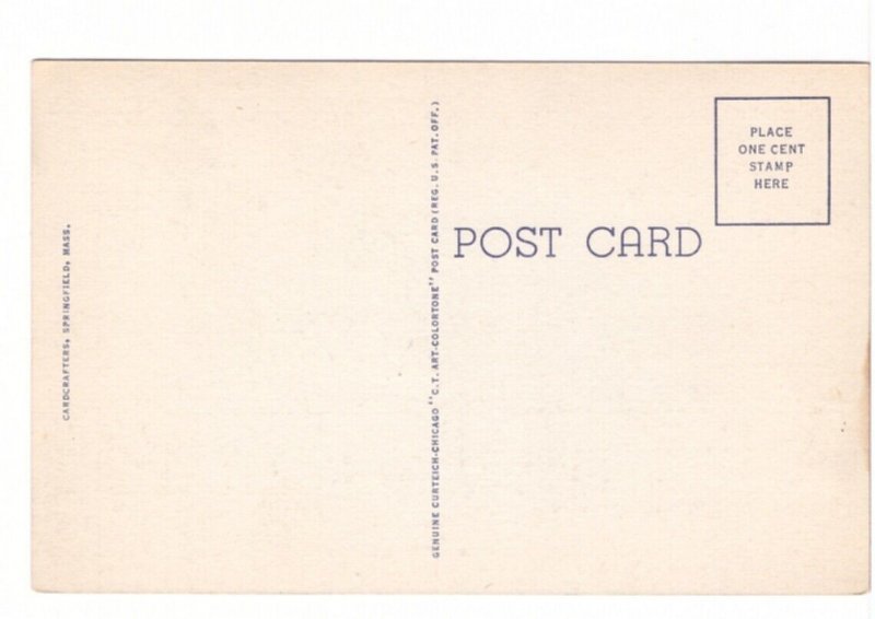 Public Library, Springfield, Massachusetts, Vintage Linen Curteich Postcard