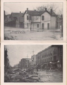 Dayton OH Flood, 1913 Postcard Folder, Disaster, Main St., Destroyed Houses