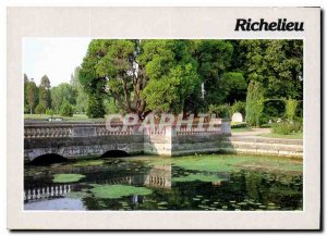 Postcard Modern Richelieu I and L Pont du Chateau and garden