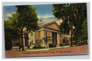 Vintage 1940's Postcard First Methodist Church Orlando Florida - City Beautiful