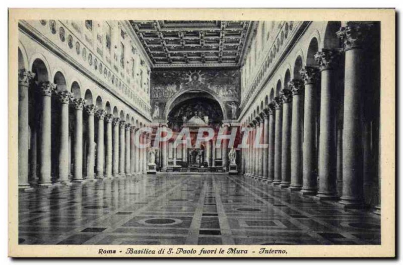 Old Postcard Roma Basilica di S Paolo fuori le Mura Interno