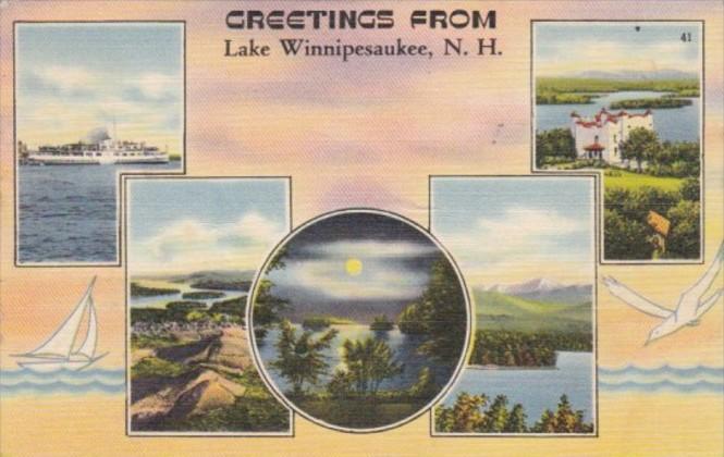 New Hampshire Greetings From Lake Winnipesaukee 1949