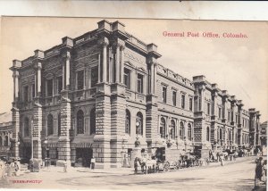 P1856  old pc Colombo fort  headquarters Sri Lanka Post office horse & wagons