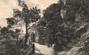 Vintage Postcard Gate Entrance Famous Place Mountain Side Trail Russia