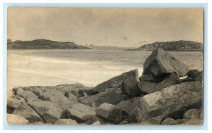 1913 Beach View And Rocks Springfield Massachusetts MA RPPC Photo Postcard 