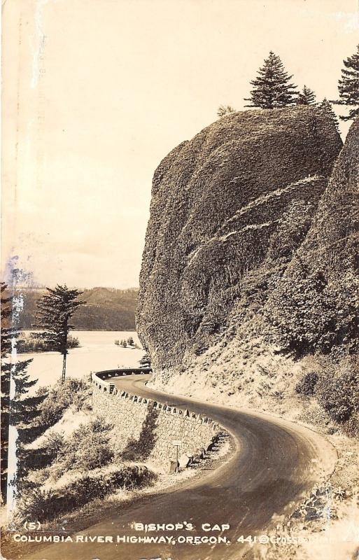 Oregon~Columbia River Highway~Bishop's Cap~Winding Road~'40s Cross & Dimmit RPPC