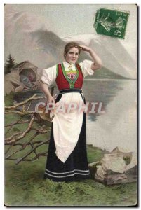 Postcard Old Woman Folklore