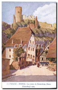 Old Postcard Folklore Alsace JJ Waltz Hansi Ruins Kaisersberg