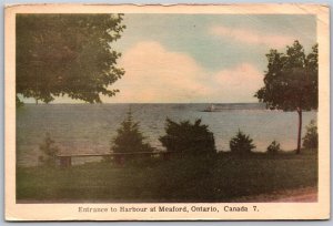 Postcard Meaford ONT c1952 Entrace to Harbour Grey County by Jack Bain *as is*