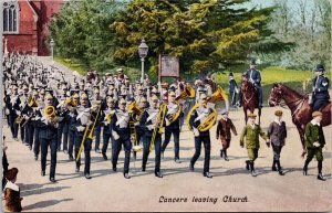 Lancers Leaving Church Soldiers Military Marching Band Unused Postcard H29