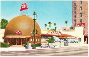 Los Angeles CA Brown Derby Restaurant 1940s-1950s Chrome Postcard