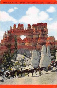 Oastler Castle Horse Riders Bryce Canyon National Park Utah linen postcard