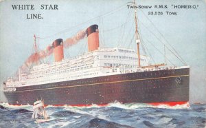 WHITE STAR LINE RMS HOMERIC SHIP ADVERTISING POSTCARD (c. 1910)