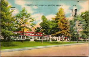 Vtg 1940's Scottish Rite Hospital Decatur Georgia GA Linen Postcard