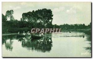 Old Postcard The Sevre Niortaise between Damvix and Arcais (boats)