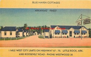 AR, Little Rock, Arkansas, Blue Haven Cottages Motel, Mid-West Map Pub No 1384