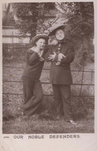 Our Noble Defenders Lazy Military Uniform Officers Real Photo Antique Postcard